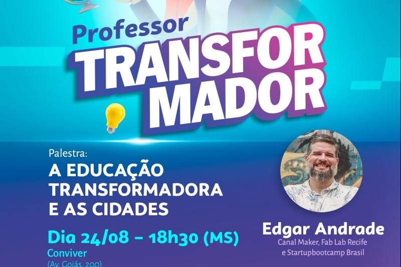 Imagem de compartilhamento para o artigo Professores de Chapadão do Sul recebem palestra gratuita com cofundador do Mundo Bita para promover inovação na educação da MS Todo dia